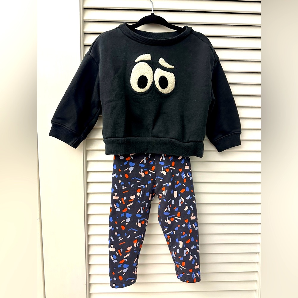 Glow in the Dark Eyeball Sweatshirt with fleece lined Terrazzo Pants